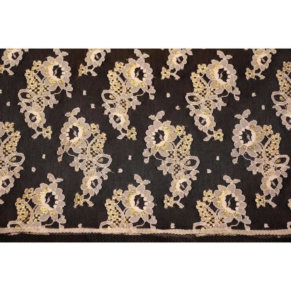 NEW BIG LONG WHITE GOLD LACE MANTEL DRESSER SCARF TABLE RUNNER